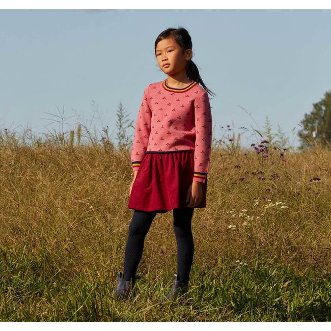 Nellie Flower Intarsia Sweater, Dusty Pink Multi - Sweaters - 2