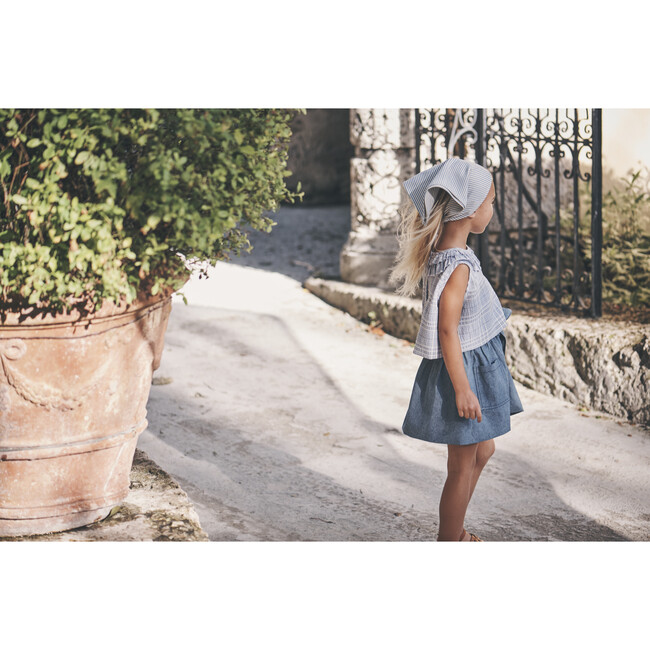 Maisie Ruffle Collar Top, Powder Blue Plaid - Shirts - 6
