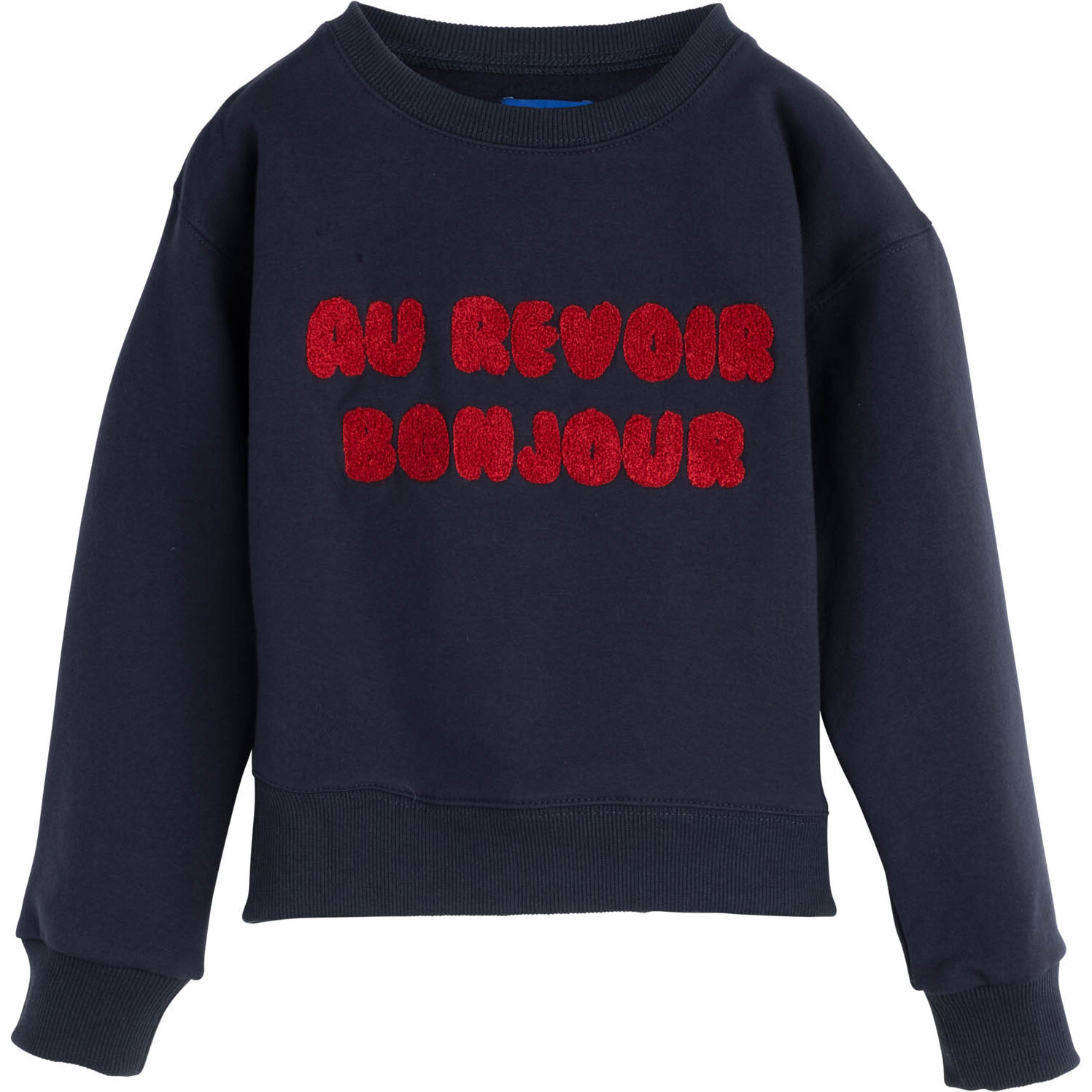 Au Revoir Bonjour Sweatshirt, Navy - Maison Me Tops | Maisonette