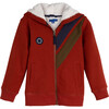 Benji Double Stripe Sherpa Hoodie, Brick - Sweatshirts - 1 - thumbnail