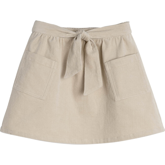 Harper Cord Bow Skirt, Natural Cord - Skirts - 1