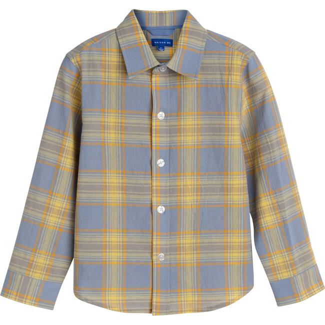 Max Button Down, Blue Yellow Check - Shirts - 1 - zoom
