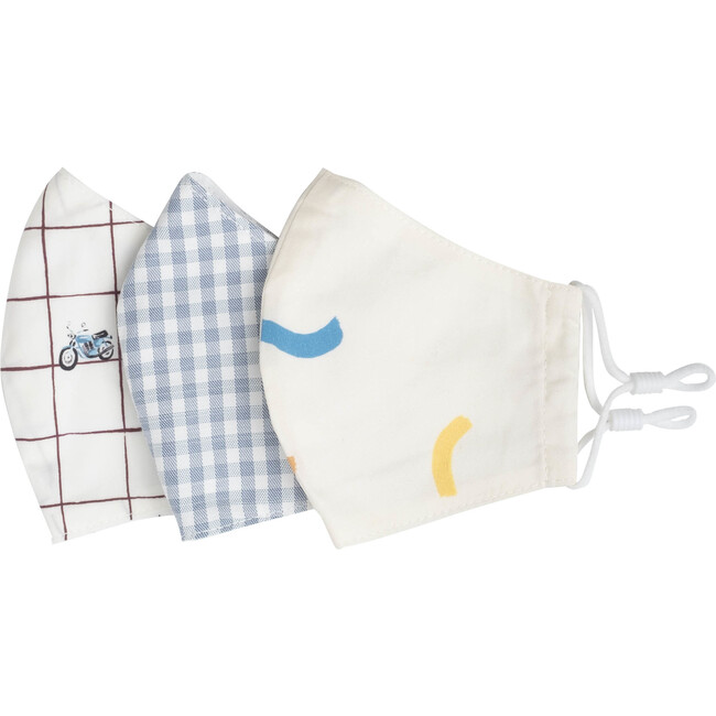 Kids Squiggles & Checks Mask Bundle, White Multi - Face Masks - 1