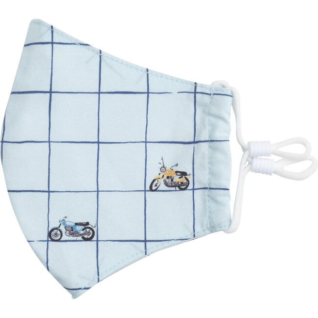 Kids Motos & Checks Mask Bundle, Blue Multi - Face Masks - 3