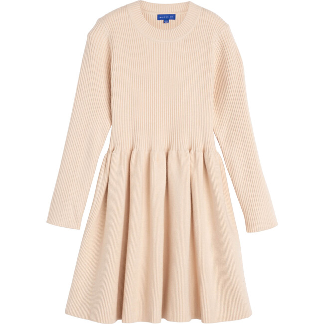 Lea Knit Dress, Winter Cream - Dresses - 1 - zoom