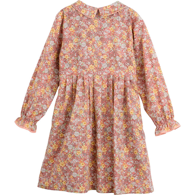Emma Long Sleeve Collared Dress, Pink Flower Garden - Dresses - 3