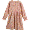 Emma Long Sleeve Collared Dress, Pink Flower Garden - Dresses - 3