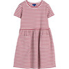 Marla Short Sleeve Ribbed Dress, Darker Dusty Rose Stripe - Dresses - 1 - thumbnail