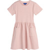 Marla Short Sleeve Ribbed Dress, Dusty Rose & White - Dresses - 1 - thumbnail