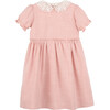 Pearl Lace Collar Dress, Dark Dusty Pink Gingham - Dresses - 1 - thumbnail