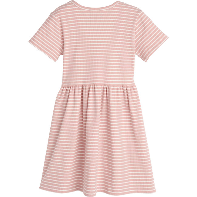 Marla Short Sleeve Ribbed Dress, Dusty Rose & White - Dresses - 2
