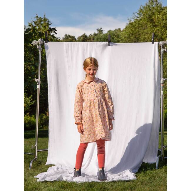 Emma Long Sleeve Collared Dress, Pink Graphic Flower - Dresses - 8