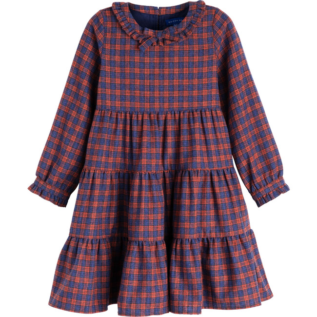 Clementine Tiered Dress, Red Multi Flannel - Dresses - 1
