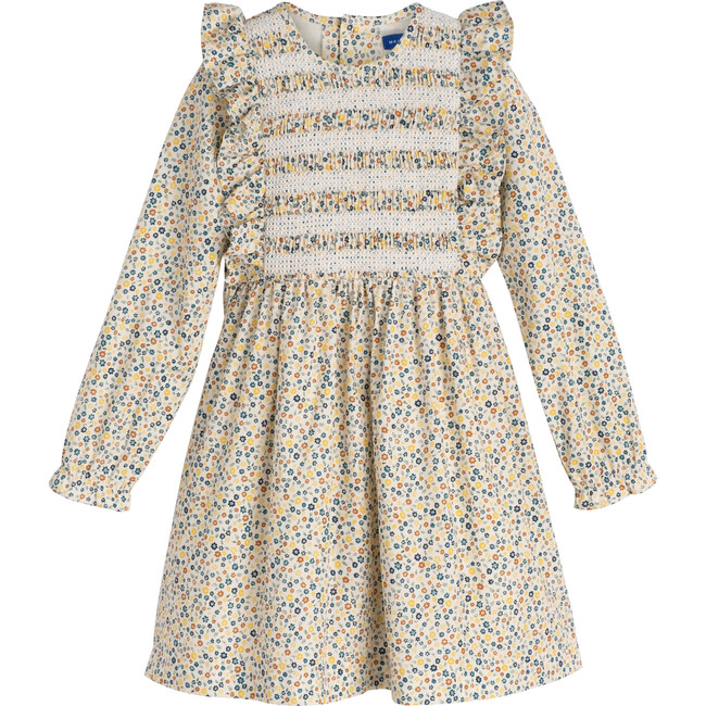 Alexandra Smocked Dress, White Ditsy Flower - Dresses - 1