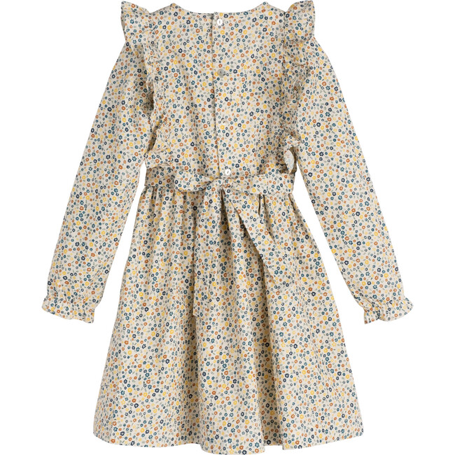 Alexandra Smocked Dress, White Ditsy Flower - Dresses - 3