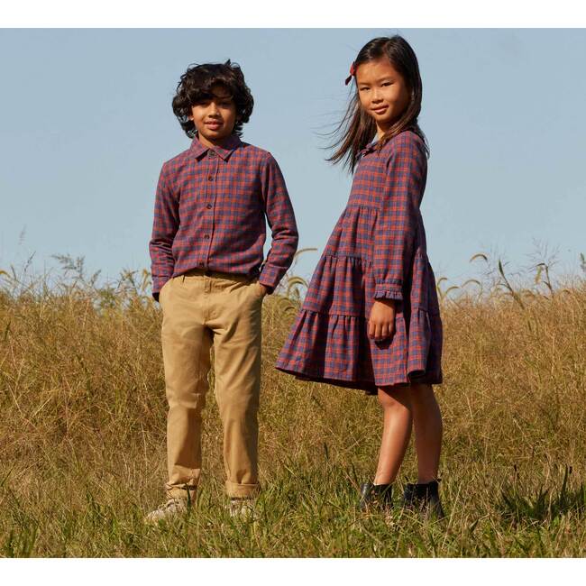 Clementine Tiered Dress, Red Multi Flannel - Dresses - 6
