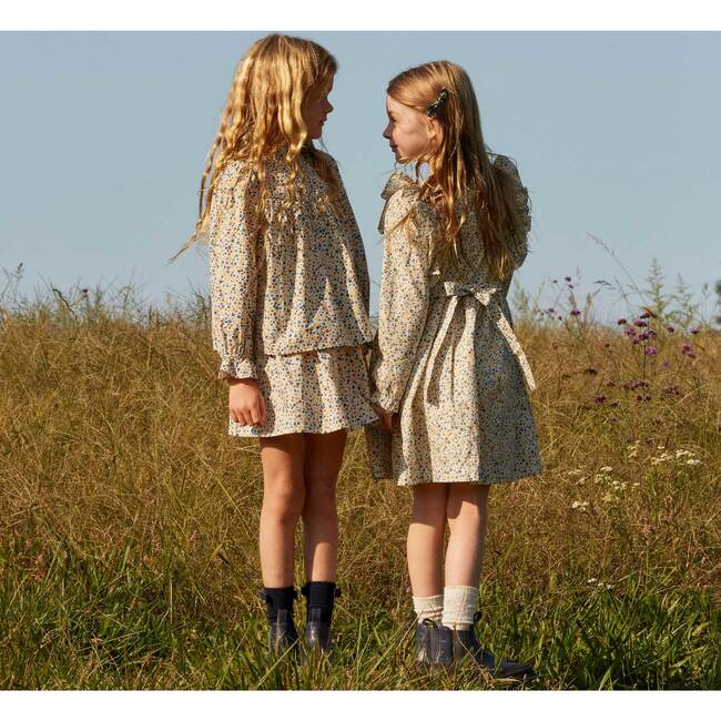 Alexandra Smocked Dress, White Ditsy Flower - Dresses - 4