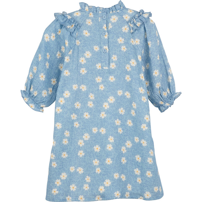 Cleo Dress, Cornflower Blue Flower on Vine - Dresses - 3