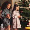 Olivia Smocked Long Sleeve Taffeta Dress, Pale Dusty Rose - Dresses - 2
