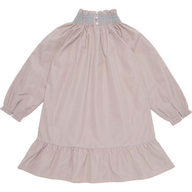 Olivia Smocked Long Sleeve Taffeta Dress, Pale Dusty Rose - Dresses - 3