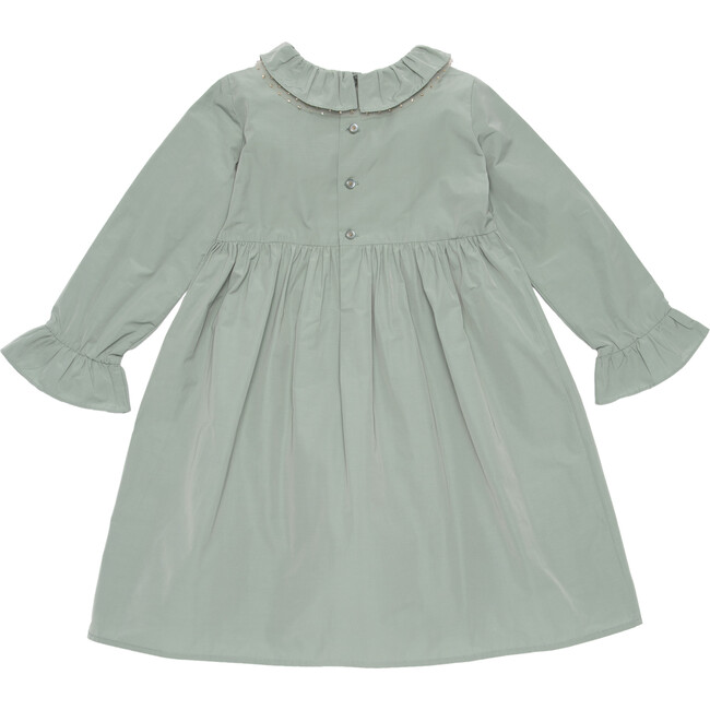 Audrey Taffeta Dress with Glitter Collar Detail, Sage Green - Dresses - 3