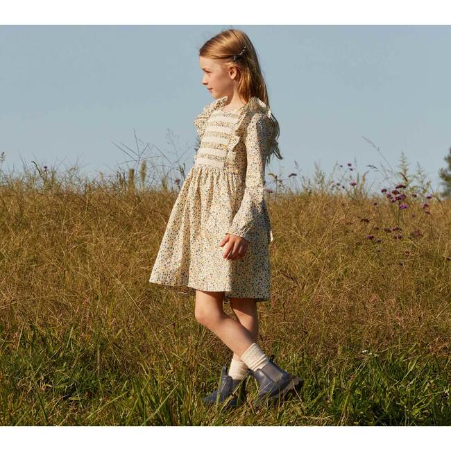 Alexandra Smocked Dress, White Ditsy Flower - Dresses - 5