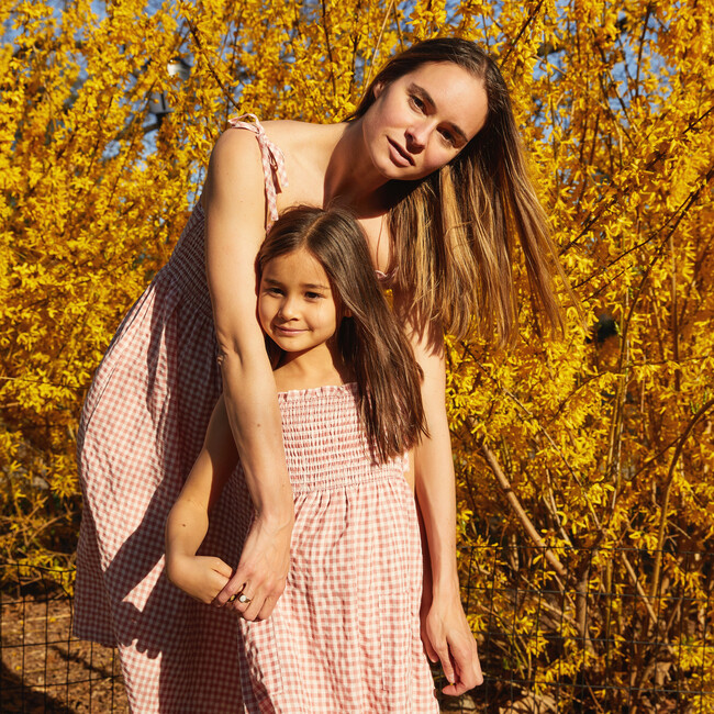 Rosie Smocked Dress, Dusty Rose Check - Dresses - 4