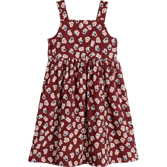 Olympia Button Front Dress, Barn Red Cut Out Flowers - Dresses - 3