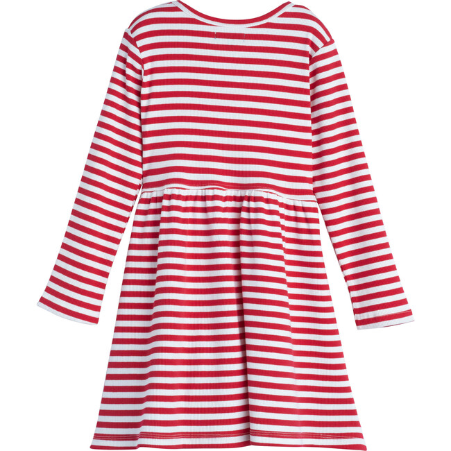 Marley Ribbed Long Sleeve Dress, Red Stripe - Dresses - 2