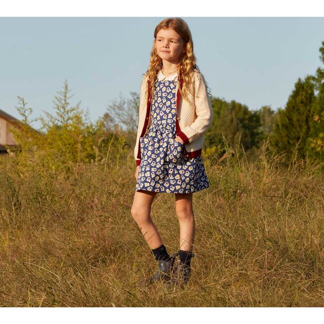 Millie Pinafore Dress, Blue Cut Out Flower - Dresses - 7