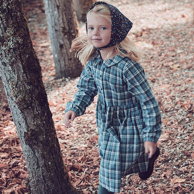 Emma Long Sleeve Collared Dress, Blue Check - Maison Me Dresses | Maisonette