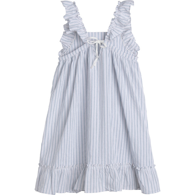 Mila Ruffle Tie Back Dress, Light Blue Stripe - Dresses - 3