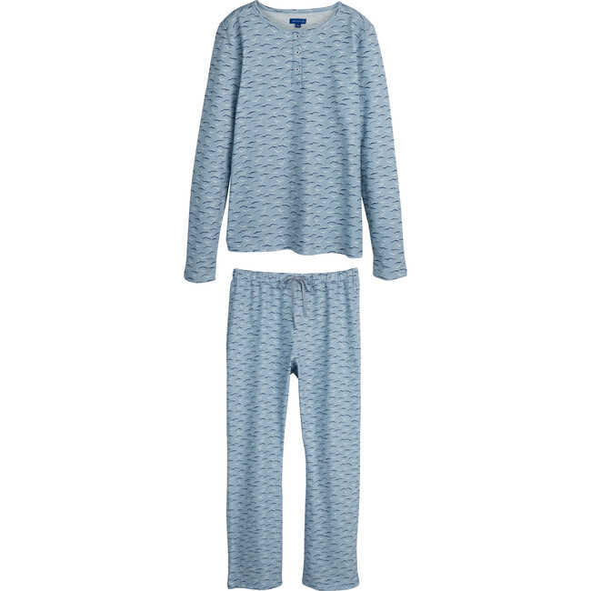 Women's Eliza Pajama Set, Blue Seagulls - Pajamas - 1