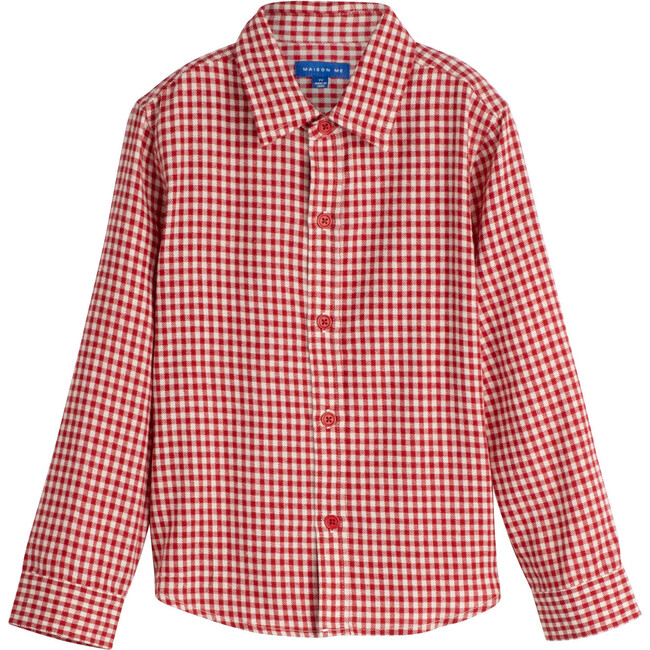 Max Button Down, Red Plaid - Shirts - 1 - zoom