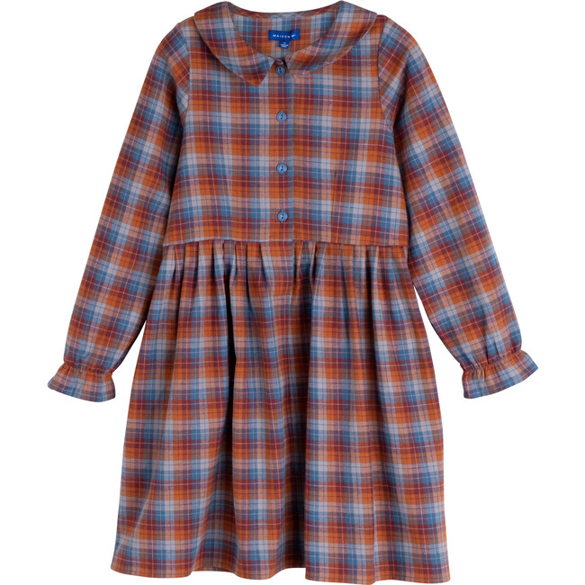 Emma Collared Dress, Peacock Blue Multi - Dresses - 1