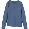 Drew Long Sleeve Tee, Dark Dusty Blue - Shirts - 1 - thumbnail