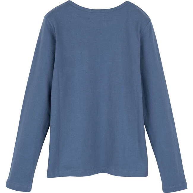 Drew Long Sleeve Tee, Dark Dusty Blue - Shirts - 2