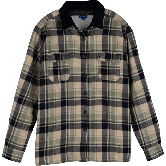 Women's Marcella Sherpa Overshirt, Sage Multi - Jackets - 1