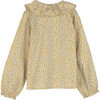 Lilliana Long Sleeve Collared Top, Marigold Ditsy Floral - Shirts - 2