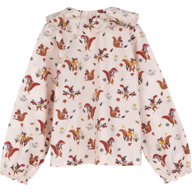 Lilliana Long Sleeve Collared Top, Light Pink Squirrels - Shirts - 2