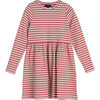 Marley Ribbed Long Sleeve Jersey Dress, Dusty Rose & Cream - Dresses - 1 - thumbnail