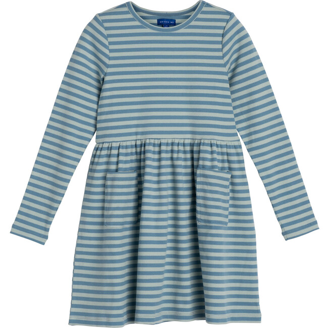 Marley Ribbed Long Sleeve Jersey Dress, Sage & Blue - Dresses - 1