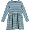 Marley Ribbed Long Sleeve Jersey Dress, Sage & Blue - Dresses - 1 - thumbnail