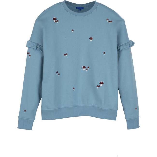 Women's Desiree Sweatshirt, Delphinium Blue Mushrooms - Sweatshirts - 1