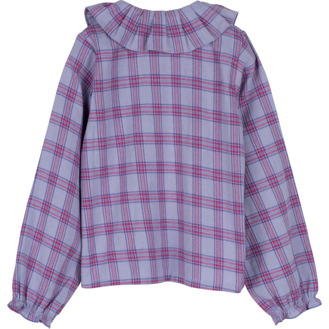 Lilliana Long Sleeve Collared Top, Lavender Multi Plaid - Shirts - 3