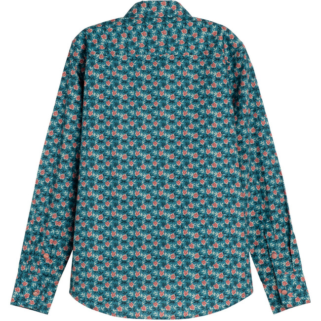 Women's Georgia Blouse, Petrol Pansies - Shirts - 3