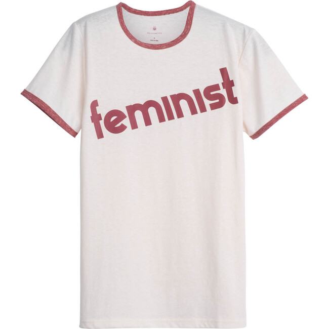 Feminist Women's Ringer Tee, Cream