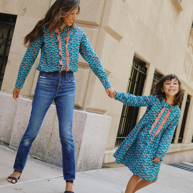 Women's Georgia Blouse, Petrol Pansies - Shirts - 4