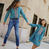 Women's Georgia Blouse, Petrol Pansies - Shirts - 4