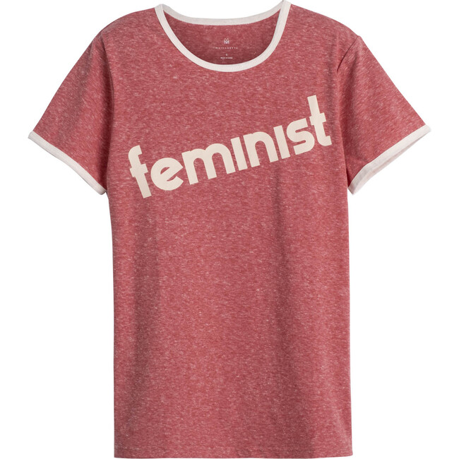 Feminist Women's Ringer Tee, Vintage Red